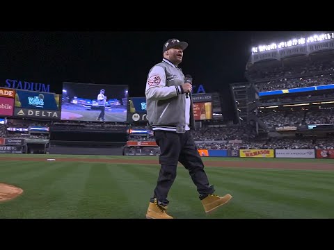 Fat Joe performs on the field at Yankee Stadium before World Series Game 3!