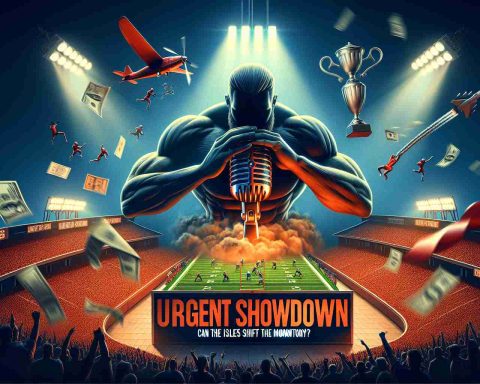 Create an image of a dramatic scene depicting an intense competition, potentially a sports match or game titled 'Urgent Showdown: Can the Isles Shift the Momentum?' Visible in the scene are elements alluding to secrets being unveiled or discovered. All elements should be in high-definition for a realistic visual experience.