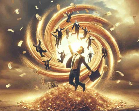 A photo in high definition illustrating the metaphorical 'Circle of Millionaires' expanding. The central theme of this image is the fortunate event of an individual from Oklahoma finding a substantial amount of gold. Depict the exhilaration and success of the moment in the photo.