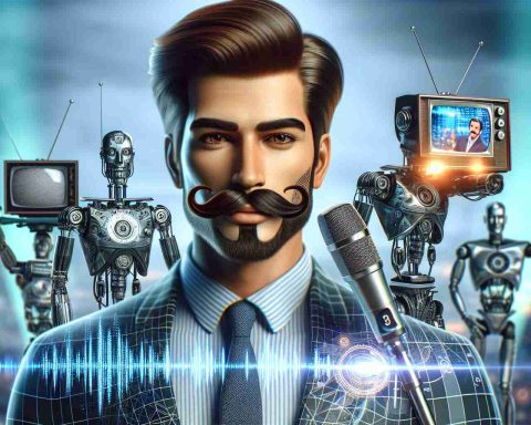 Realistic HD image representing a popular male TV show host, distinguished by his charismatic persona and mustache, venturing into artificial intelligence. Could this signify an impactful shift for the entertainment sector?