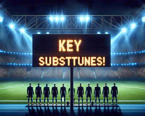 An HD image embodying the anticipation of an exciting sports event. It should feature a sports stadium filled with anticipation, with the spotlight on key substitute players standing on the touchline, ready to enter the game. Each player should look ready to surprise the spectators with their performance. The atmosphere should be electrifying, stirring up excitement and suspense. To illustrate the theme of 'Surprising Players to Watch', the words 'Key Substitutes!' should flash on the digital scoreboard in bright, bold letters.