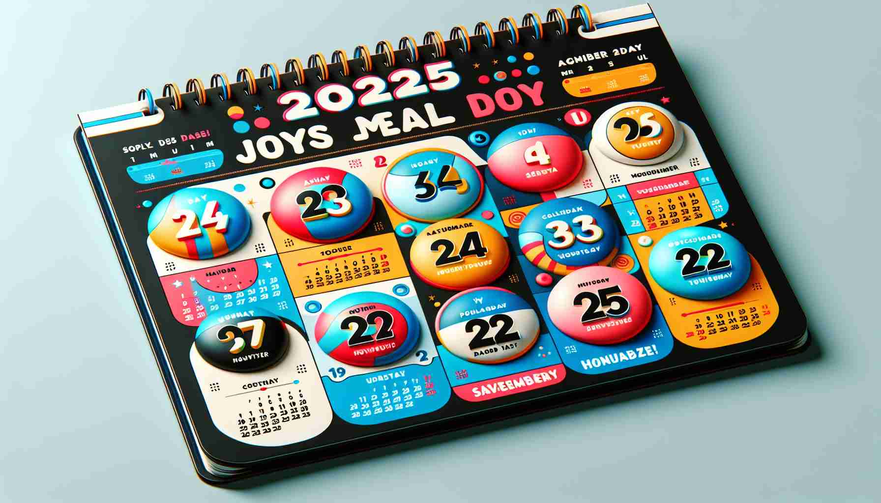 Realistic HD photo of a calendar with bold and colorful markings, highlighting the major holidays in the year 2025!