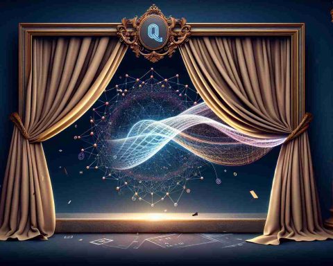 A realistic, high-definition illustration depicting the concept of the future being unveiled. Visualize a large, classy, antique-style curtain being drawn back to reveal a complex mesh of quantum computations, signifying the revolution in quantum technology. To signify the role of D-Wave Systems, consider depicting an emblem or logo, subtly incorporated within the mesh, representing their contribution to this revolution.