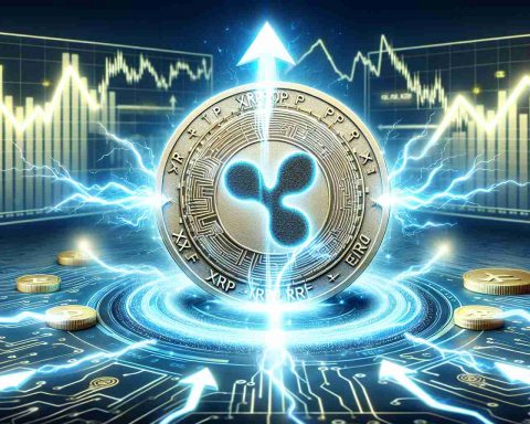 Imagine a high-definition, realistic image of a crypto space. In the center, there's a symbolic representation of XRP - perhaps a large coin embellished with the XRP logo. This coin is surrounded by visual indicators of energy charging - maybe bright arcs of electricity or an aura of light. Alongside, there are arrows pointing upward, illustrating the notion of a 'surge'. Graphs indicating a bull market with an upward trend can be spotted in the background. The color scheme hints at digitization and the world of cryptocurrency.