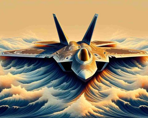 Generate a highly detailed and realistic HD image showing an artistic interpretation of the F-22 Raptor, a known stealth tactical fighter aircraft. Reflect important features that are hidden or less known to the general public. Now juxtapose this intricately designed aircraft with a surreal scenario where it is imagined to navigate the seas, thus visualizing the concept of 'why it will never sail the seas'.