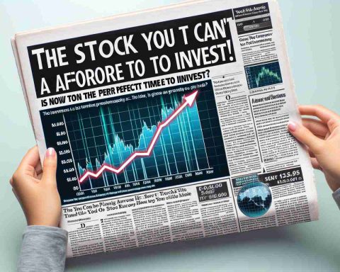 Generate a realistic and high-quality image of a newspaper article with bold headlines saying 'The Stock You Can't Afford to Ignore! Is Now the Perfect Time to Invest?' and showing a graph indicating upward trends. Mention a fictional company instead of naming a specific one.