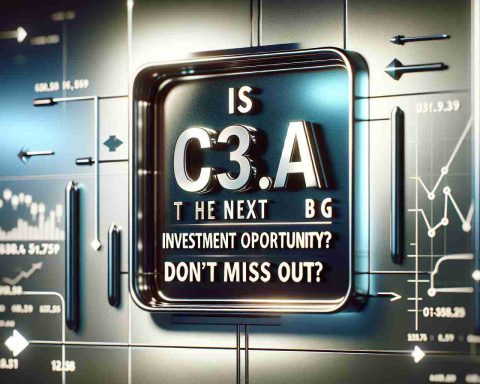 A realistic, highly detailed, HD image of the text saying 'Is C3.ai the Next Big Investment Opportunity? Don't Miss Out', etched on a metallic background with reflections. The text is in a sleek, modern font capturing attention. The color and shading of the text and its background should portray an impression of investment potential and encourage viewer curiosity. Surround the text with a conceptual variety of financial symbols such as stock market graphs, dollar signs, and combined with forward arrows signifying advancement or progress.