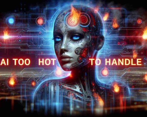 A high definition, photorealistic visual presentation of a sensational topic: 'AI Too Hot to Handle Scandal'. This should reflect the fervor and intensity surrounding the AI technology that is now considered too powerful and controversial in today's digital society.