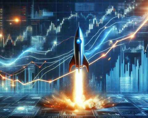 High-definition photo representing the significant growth of an AI technology company called Tempus. The image can depict a graph with an upward trend, preferably with a rocket ship metaphor, to illustrate the 'explosive growth'. There can be stock market elements like charts or tickers to emphasize the 'stock surge'. Please avoid any logos or proprietary symbols. The level of detail should evoke a sense of realism.